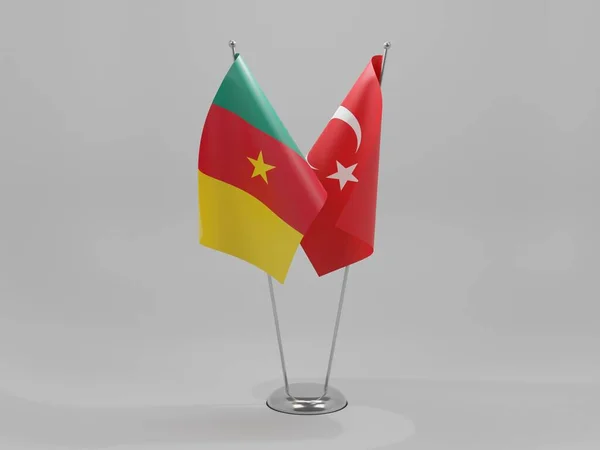 Turquie Drapeaux Coopération Camerounais Fond Blanc Render — Photo