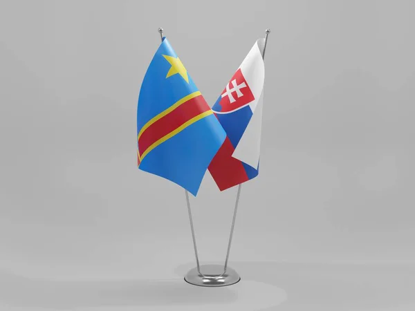 Slovaquie République Démocratique Congo Drapeaux Coopération Fond Blanc Render — Photo