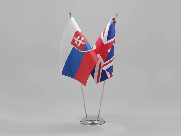 Royaume Uni Slovaquie Drapeaux Coopération Fond Blanc Render — Photo