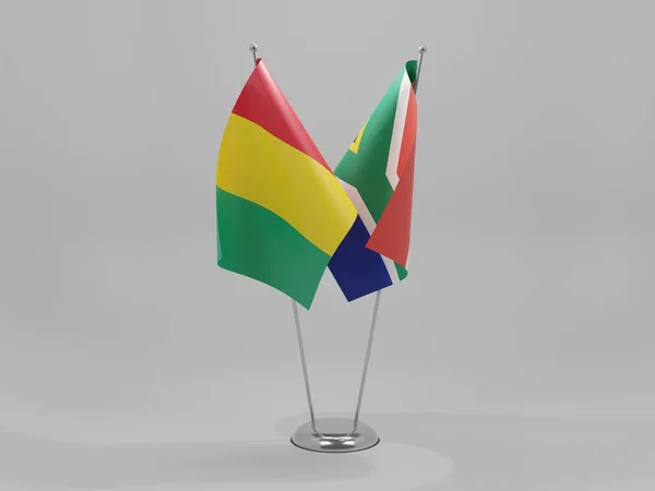 África Sul Guiné Bandeiras Cooperação Fundo Branco Render — Fotografia de Stock