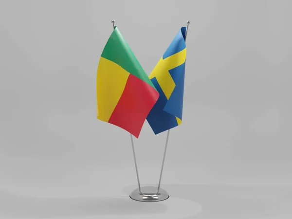 Швеція Benin Cooperation Flags White Background Render — стокове фото