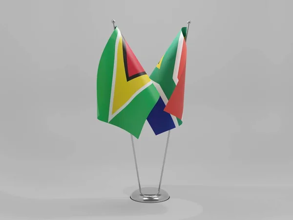 南アフリカ ガイアナの協力旗 白い背景 3Dレンダリング — ストック写真
