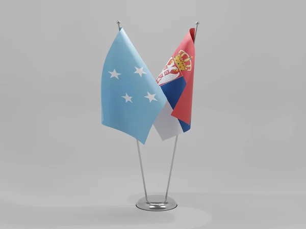 Servië Micronesië Samenwerkingsvlaggen Witte Achtergrond Render — Stockfoto
