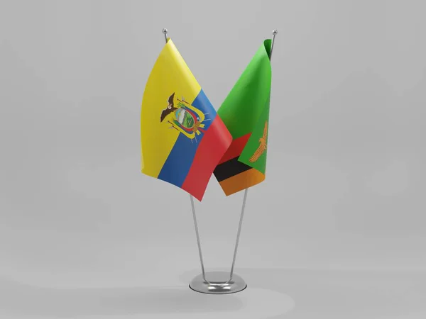 Zambia Ecuador Cooperation Flags White Background Render — Stock Photo, Image