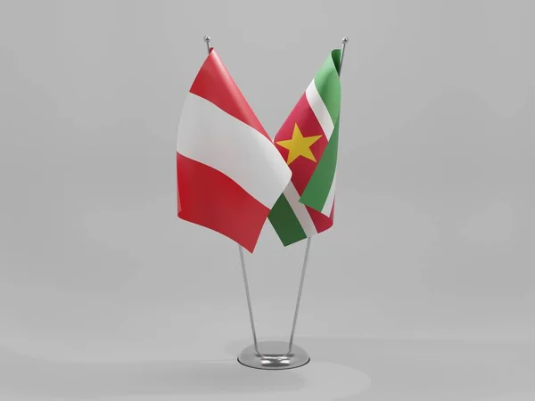 Suriname Perui Együttműködési Zászlók Fehér Háttér Render — Stock Fotó