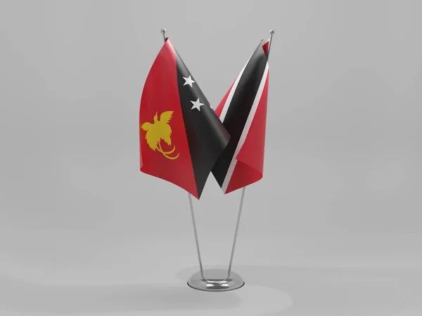 Trinidad Och Tobago Papua Nya Guinea Samarbete Flaggor Vit Bakgrund — Stockfoto