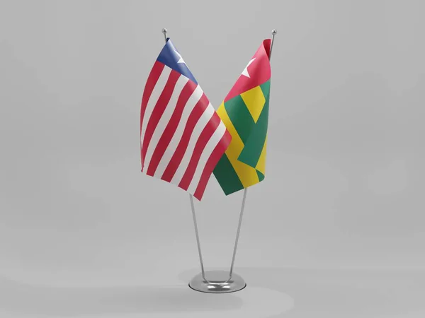 Togo Bandeiras Cooperação Libéria Fundo Branco Render — Fotografia de Stock