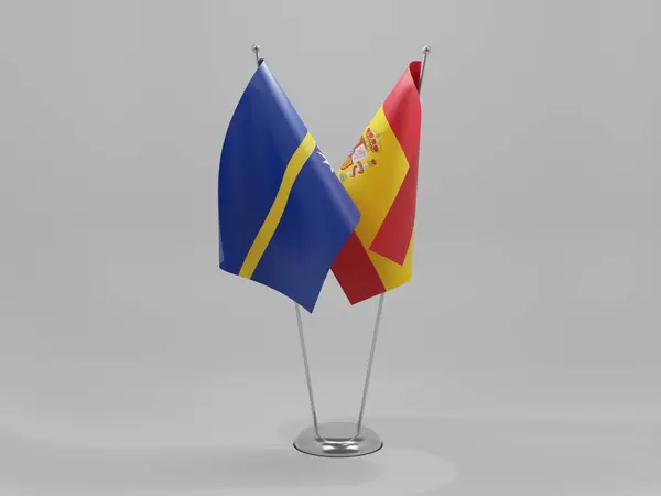スペイン ナウル協力旗 白背景 3Dレンダリング — ストック写真