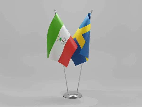 Suède Drapeaux Coopération Guinée Équatoriale Fond Blanc Render — Photo