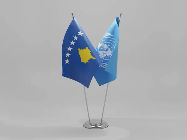 Nations Unies Drapeaux Coopération Kosovo Fond Blanc Render — Photo