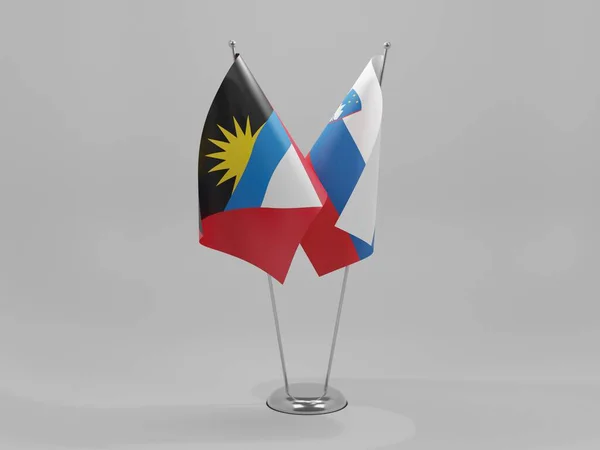 Eslovénia Bandeiras Cooperação Antígua Barbuda Fundo Branco Render — Fotografia de Stock