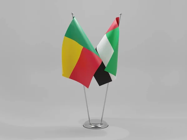 Förenade Arabemiraten Benin Cooperation Flags Vit Bakgrund Render — Stockfoto