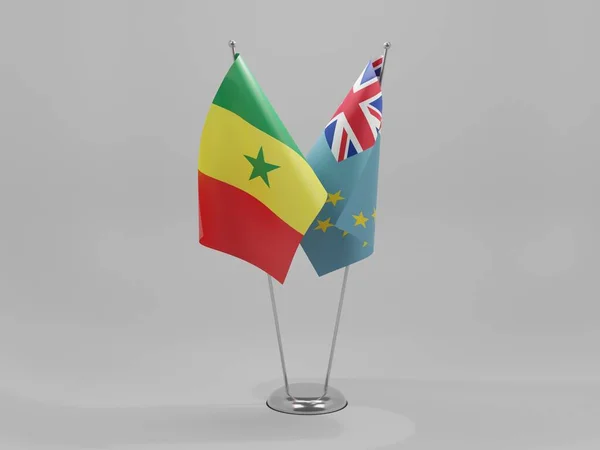 Tuvalu Banderas Cooperación Senegal Fondo Blanco Render — Foto de Stock