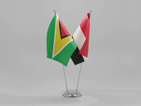 Yemen Guyana Cooperation Flags White Background Render — Stock Photo, Image