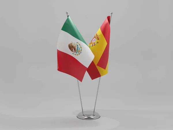España Banderas Cooperación México Fondo Blanco Render — Foto de Stock