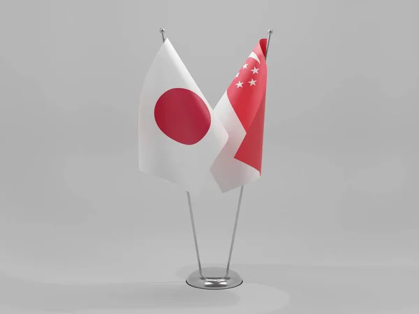 Singapore Japan Samenwerking Vlaggen Witte Achtergrond Render — Stockfoto