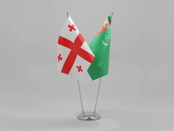 Turkmenistan Georgien Kooperationsflaggen Weißer Hintergrund Render — Stockfoto