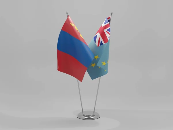 Tuvalu Mongolei Flaggen Weißer Hintergrund Render — Stockfoto