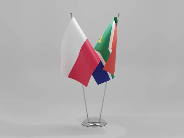 Jižní Afrika Polsko Spolupráce Vlajky Bílé Pozadí Render — Stock fotografie