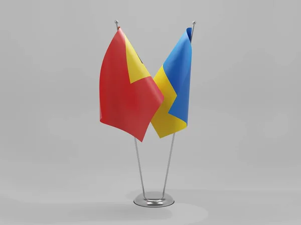 Oekraïne Oost Timor Samenwerkingsvlaggen Witte Achtergrond Render — Stockfoto