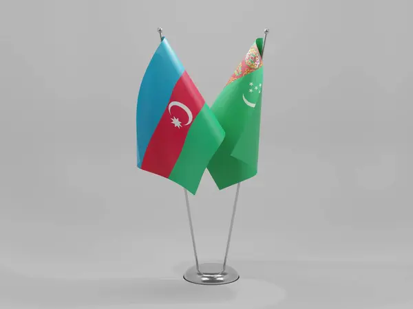 Τουρκμενιστάν Αζερμπαϊτζάν Σημαίες Συνεργασίας Λευκό Φόντο Render — Φωτογραφία Αρχείου