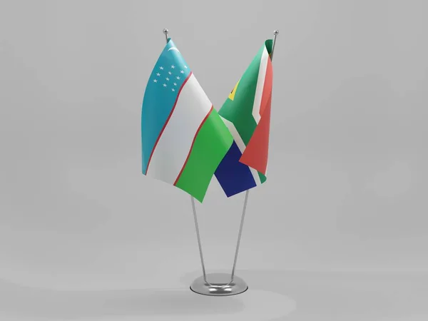 South Africa Uzbekistan Cooperation Flags White Background Render — Stock Photo, Image