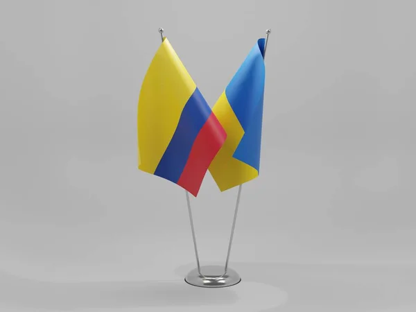 Ukraina Colombia Flaggor För Samarbete Vit Bakgrund Render — Stockfoto