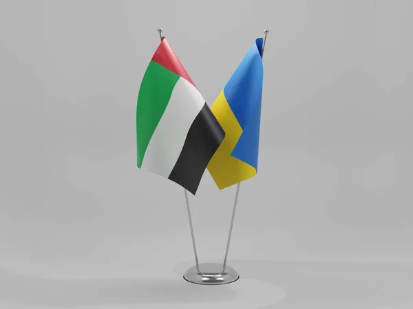 Ukraine Drapeaux Coopération Des Émirats Arabes Unis Fond Blanc Render — Photo