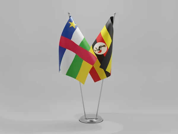 Uganda Republika Środkowoafrykańska Flagi Współpracy Białe Tło Render — Zdjęcie stockowe