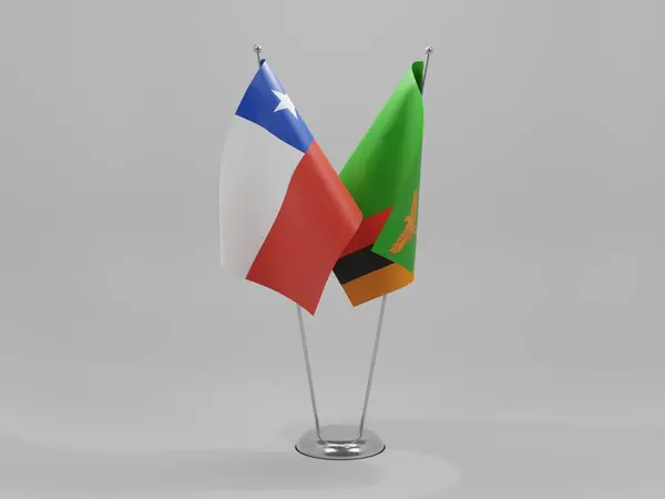 Zambia Chile Cooperation Flags Белый Фон Render — стоковое фото