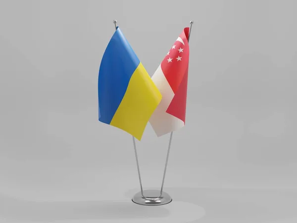 Singapur Ukraine Kooperationsflaggen Weißer Hintergrund Render — Stockfoto