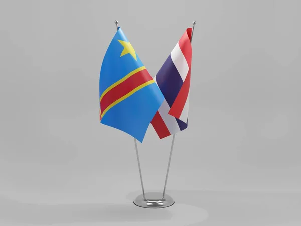 Tailandia Banderas Cooperación República Democrática Del Congo Fondo Blanco Render — Foto de Stock