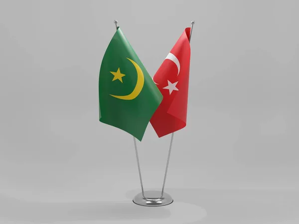 Turquie Mauritanie Drapeaux Coopération Fond Blanc Render — Photo