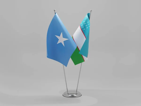 Узбекистан Сомали Флаги Сотрудничества Белый Фон Рендер — стоковое фото