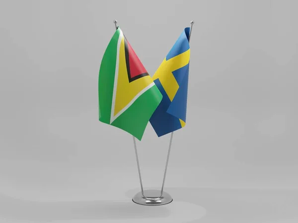 Sweden Guyana Cooperation Flags White Background Render — Stock Photo, Image