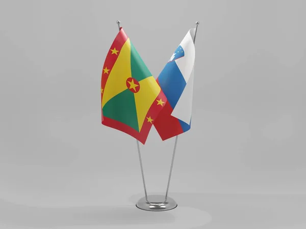 Slowenien Grenada Kooperationsflaggen Weißer Hintergrund Render — Stockfoto