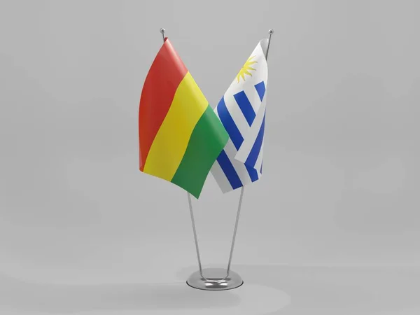 Uruguay Bolivia Cooperation Flags White Background Render — Stock Photo, Image