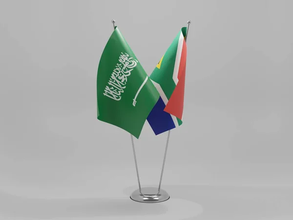 Νότια Αφρική Σαουδική Αραβία Σημαίες Συνεργασίας Λευκό Φόντο Render — Φωτογραφία Αρχείου