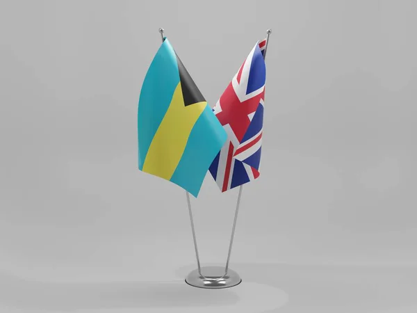 联合王国 巴哈马合作旗 白色背景 3D渲染 — 图库照片