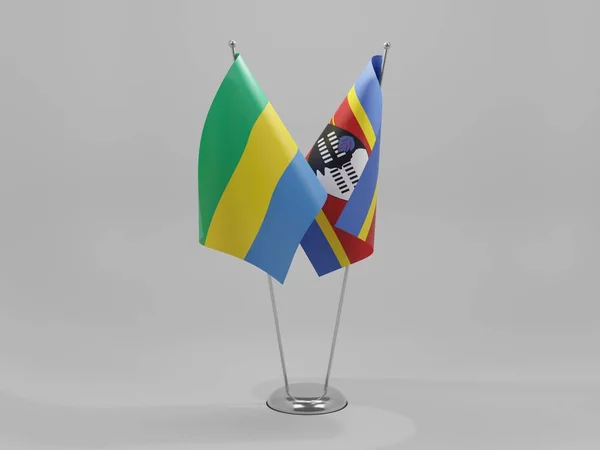 Swasiland Gabun Kooperationsflaggen Weißer Hintergrund Render — Stockfoto