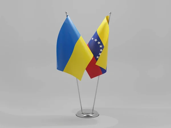 Venezuela Banderas Cooperación Ucrania Fondo Blanco Render — Foto de Stock