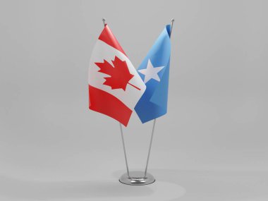 Somali - Kanada İşbirliği Bayrakları, Beyaz Arkaplan - 3D Render