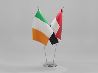 Yemen - İrlanda İşbirliği Bayrakları, Beyaz Arkaplan - 3D Yapılandırma