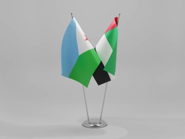 Birleşik Arap Emirlikleri - Cibuti İşbirliği Bayrakları, Beyaz Arkaplan - 3D Yapılandırma