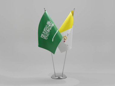 Vatikan - Suudi Arabistan İşbirliği Bayrakları, Beyaz Arkaplan - 3D Render
