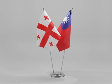 Tayvan - Georgia İşbirliği Bayrakları, Beyaz Arkaplan - 3D Render