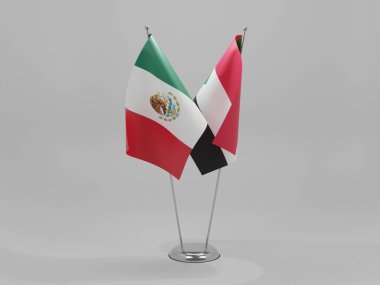 Sudan - Meksika İşbirliği Bayrakları, Beyaz Arkaplan - 3D Render
