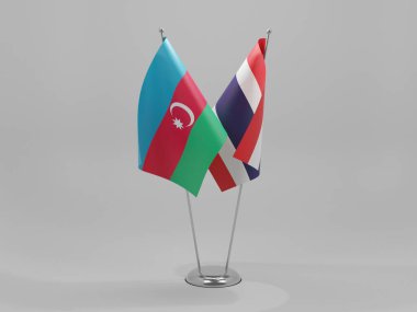 Tayland - Azerbaycan İşbirliği Bayrakları, Beyaz Arkaplan - 3D Yapılandırma