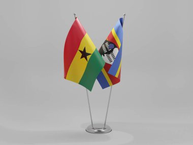 Svaziland - Gana İşbirliği Bayrakları, Beyaz Arkaplan - 3D Render