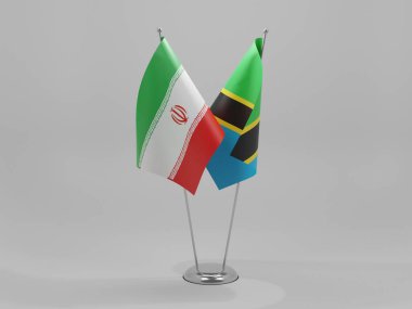 Tanzanya - İran İşbirliği Bayrakları, Beyaz Arkaplan - 3D Render